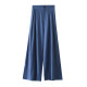 ຜ້າໄຫມ commuter ແອວສູງ trousers ບາດເຈັບແລະແມ່ຍິງສີແຂງ