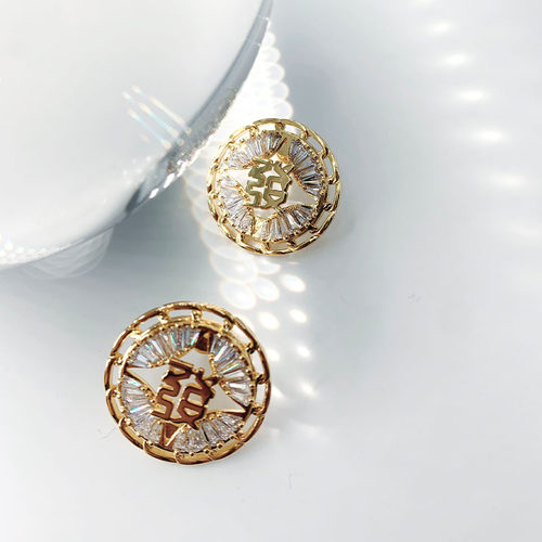 潮流合伙人FOURTRY联名【万物發生】水晶竹节链圆形耳钉耳夹 礼物 - 图2