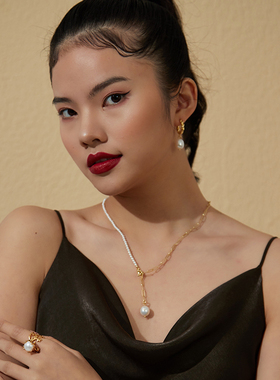 珍珠链条Aurozia珍珠不对称Y型链