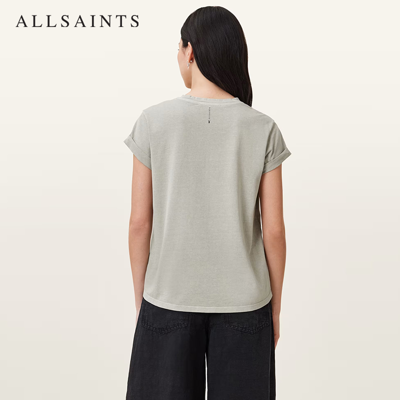 ALLSAINTS女士柔软短袖T恤舒适修身上衣2025年秋季女装W191JB - 图1