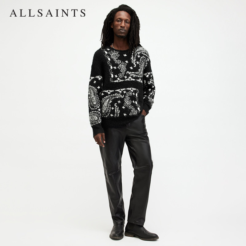 明星同款ALLSAINTS男士柔软提花毛衣羊毛针织2024年秋冬MK500Z