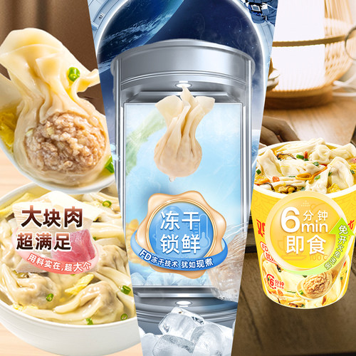 海福盛新冻干馄饨速食冲泡红油抄手宿舍免煮云吞大馅鲜肉混沌早餐 - 图0