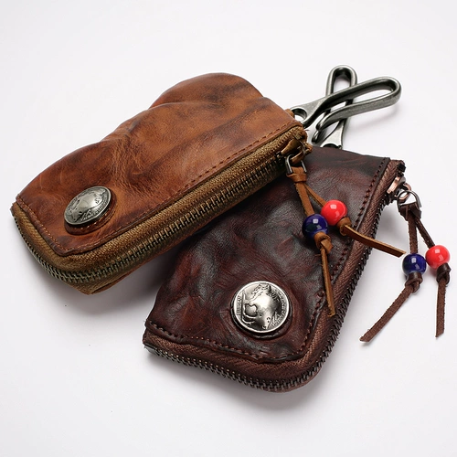 Универсальная ключница, вместительная и большая система хранения, чехол для проездного, ретро картхолдер, кожаная сумка, из натуральной кожи, воловья кожа