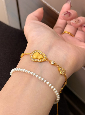 新款法式精致微镶锆石拉丝葫芦手链女小众设计高级感复古戒指首饰