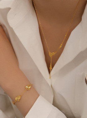 新款时尚精致镭射葫芦项链女轻奢小众设计高级感百搭流苏锁骨链