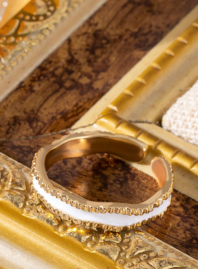 新款时尚小香风轻奢珐琅滴油戒指女小众设计高级百搭指环精致首饰