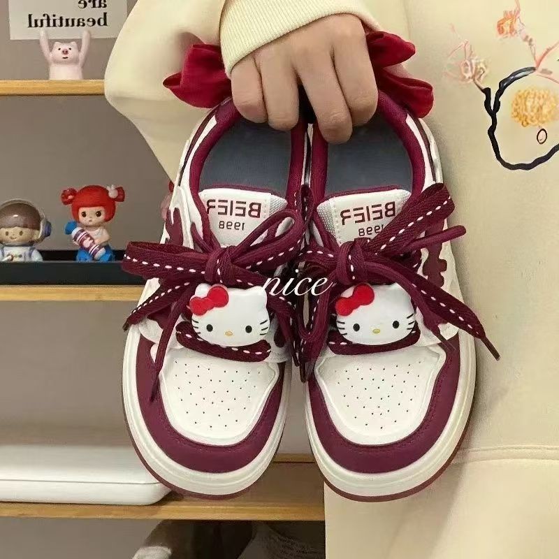结k猫红底白鞋女2025秋季新款百搭校园高颜值学生板鞋中大童 - 图2