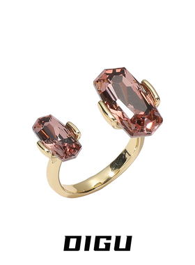 气质夸张镶钻开口戒指个性冷淡风