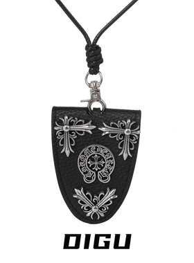 欧美复古十字架眼镜收纳吊坠项链