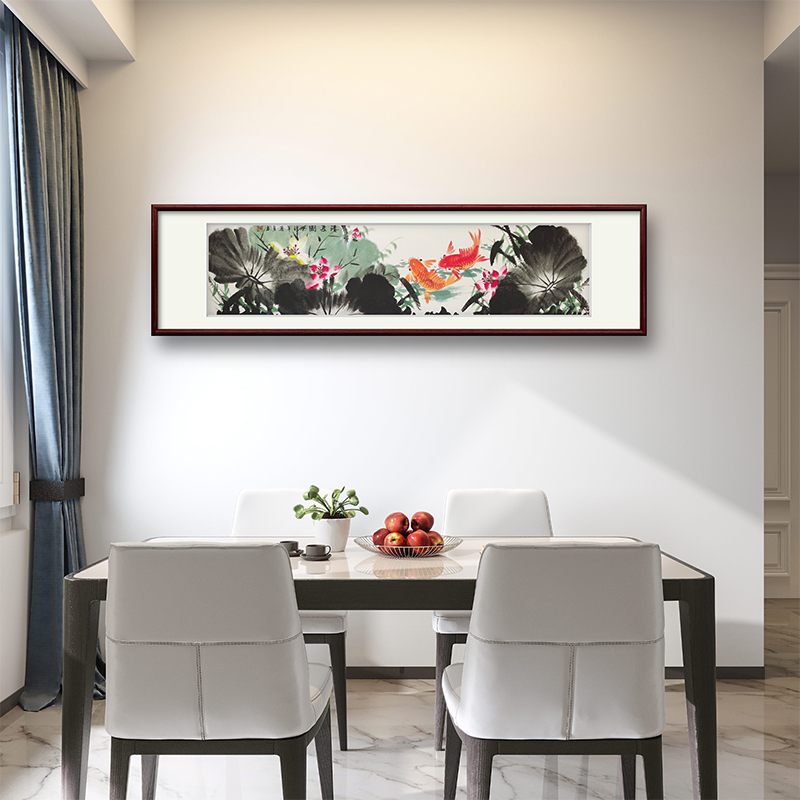 国画荷花手绘真迹新中式客厅装饰画沙发背景卧室床头餐厅挂画带框