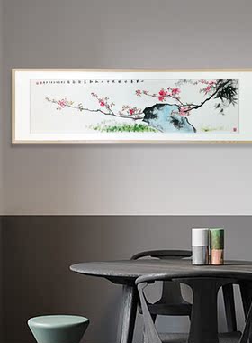 花鸟国画手绘新中式卧室床头