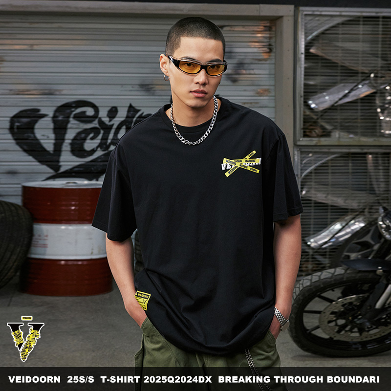 维动破界短袖男女运动针织篮球美式夏季圆领棉T恤衫宽松休闲半袖V - 图1