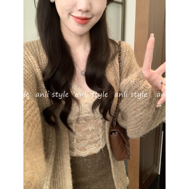ເສື້ອຍືດອະເນກປະສົງຂອງ Anli lace ຄໍ V, ຢືດຢຸ່ນສູງ, ບໍ່ມີຮອຍຂີດຂ່ວນແລະດີສໍາລັບທຸກລະດູການ, sling ມີ pad ເຕົ້ານົມພາຍໃນ