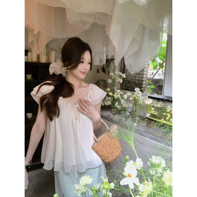 ຊັ້ນເທິງ chiffon hoop ບັນຍາກາດສີສົ້ມ