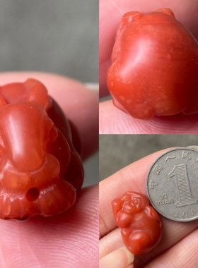 天然川料南红玛瑙玫瑰红玉兔吊坠 玉石生肖雕刻挂饰项坠