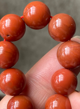 10mm左右凉山九口料南红柿子红男女款手链手串