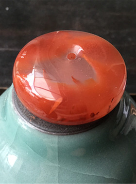 27毫米四川凉山天然柿子红火焰纹南红玛瑙平安扣吊坠项坠