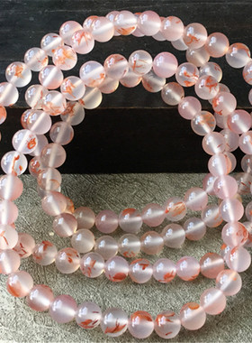 天然川料南红玛瑙手链 冰种飘花玉石念珠手串108粒