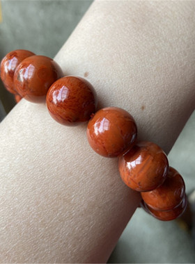 14mm左右凉山九口料南红柿子红火焰红大珠 男女款手链手串