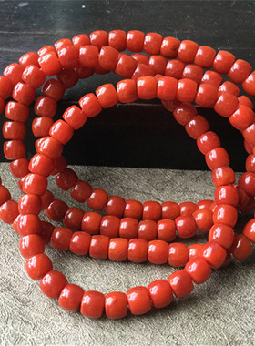天然四川瓦西料南红玛瑙满色满肉柿子红玫瑰红直切老形珠手链手串