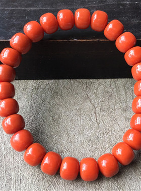 8.7mm左右天然南红玛瑙瓦西料。柿子红手串老型珠单圈女款手链