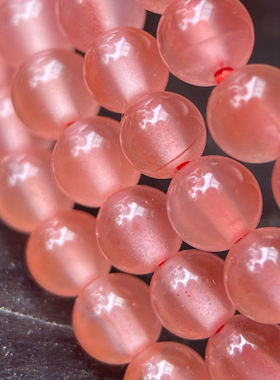 4.4mm天然四川凉山料项链 冰透粉嫩南红玛瑙多圈念珠手串