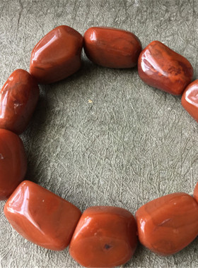 天然川料南红玛瑙柿子红火焰纹手串 随形玉石不规则念珠手链