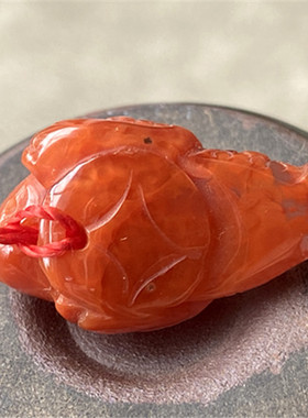 天然川料南红玛瑙l小金蟾吊坠雕件火焰红雕刻挂饰项坠