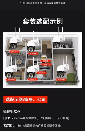 500万无线数字监控器设备套装高清一体机室外室内摄像头家用远程