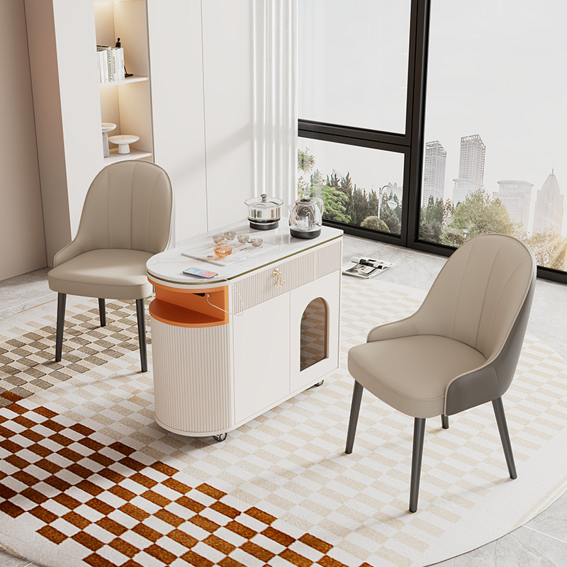 奶油风可移动茶台小型家用轻奢烤漆茶桌烧水壶一体沙发边茶几阳台,淘宝优惠券,粉丝福利购,淘宝优惠卷