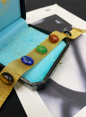 欧美巴洛克天然石玛瑙彩色手链