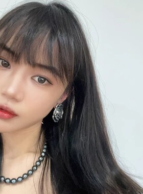 予 1788 复古Vintage巴洛克做旧玫瑰花夸张耳钉灰珍珠项链 包邮