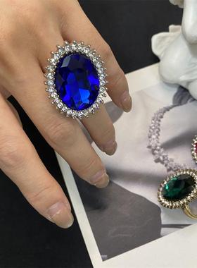 予私珍宝 1953 复古Vintage欧美巴洛克彩色锆石水钻夸张戒指包邮