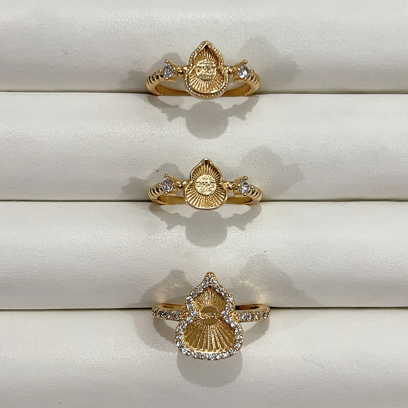 Handmade DIY copper gold-plated ring bottom embryo Song brocade gourd open ring intangible cultural heritage enamel dot emerald conch mother-of-pearl empty holder
