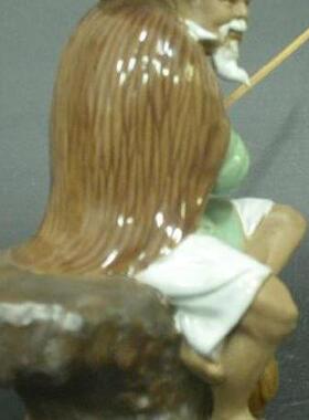 石湾公仔陶瓷酒柜书柜摆件招财家居装饰品假山流水摆设春雨垂钓