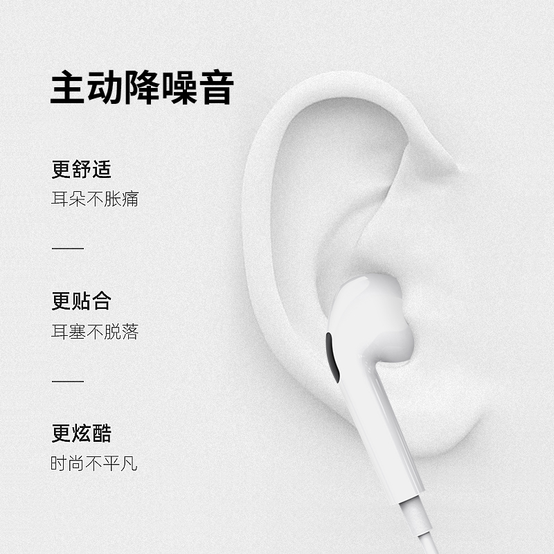 原装正品入耳式有线耳机高音质适用于iPhoneXR苹果/6s/7/8p/11/12/plus/pro扁头Lightning/华为vivo小米手机