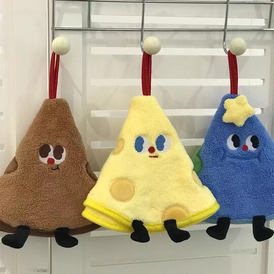 Cute hand towels, water-absorbent, quick-drying, hanging coral velvet, bathroom, children's hand-washing towels, kitchen rags