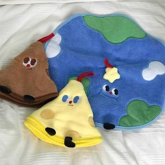 Cute hand towels, water-absorbent, quick-drying, hanging coral velvet, bathroom, children's hand-washing towels, kitchen rags