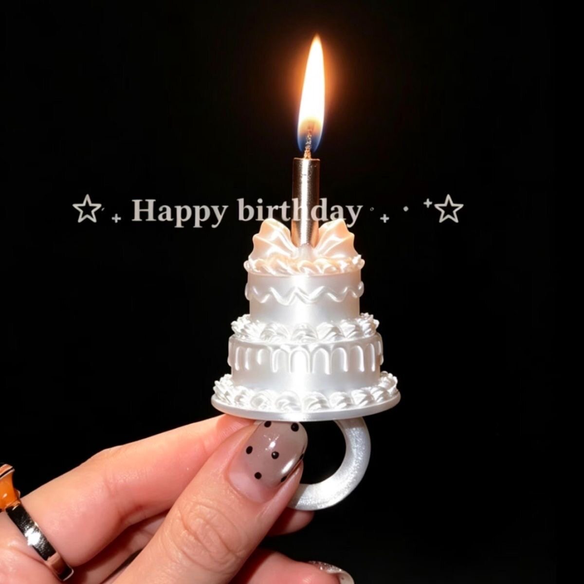 Candle Ring Birthday Fantasy Cake Props Photo Creative Rose Cake Decoration Memorial Gift Ring