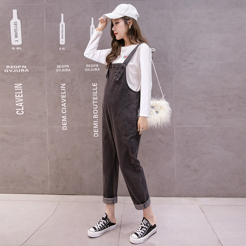 孕妇背带裤套装秋冬款外穿孕妇裤子 米度丽睿薇孕妇打底裤