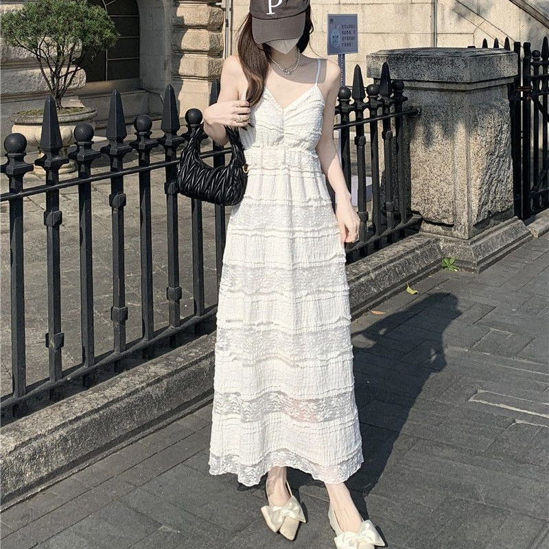 甜美洋气时尚新中式蕾丝吊带裙连衣裙女2025夏季5蛋糕裙长款裙子,淘宝优惠券,粉丝福利购,淘宝优惠卷