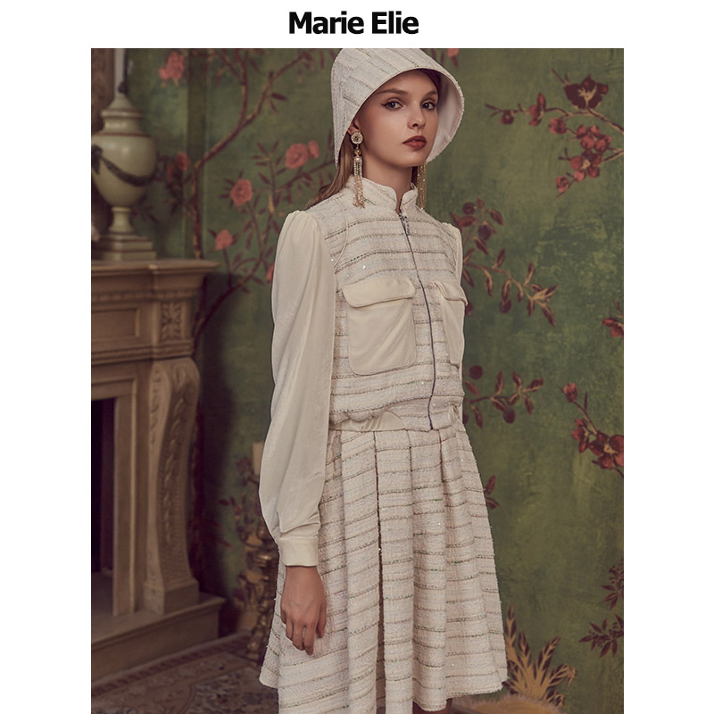 marie elie秋冬新款杏玥藴钰颖花呢 MarieElie短外套
