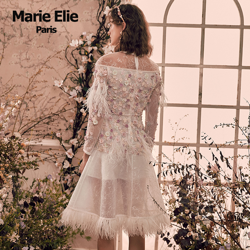【现货】marie elie羽毛连衣裙 MarieElie连衣裙
