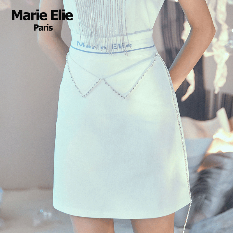 marie elie白芨钻链流苏半裙 MarieElie半身裙