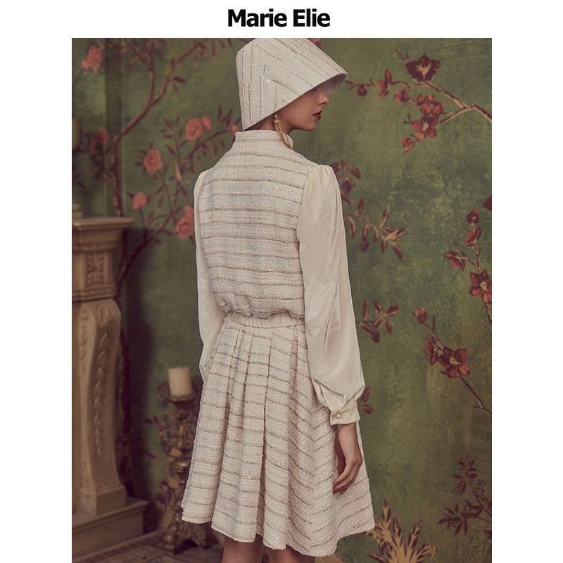 marie elie秋冬新款杏玥藴钰颖花呢 MarieElie短外套