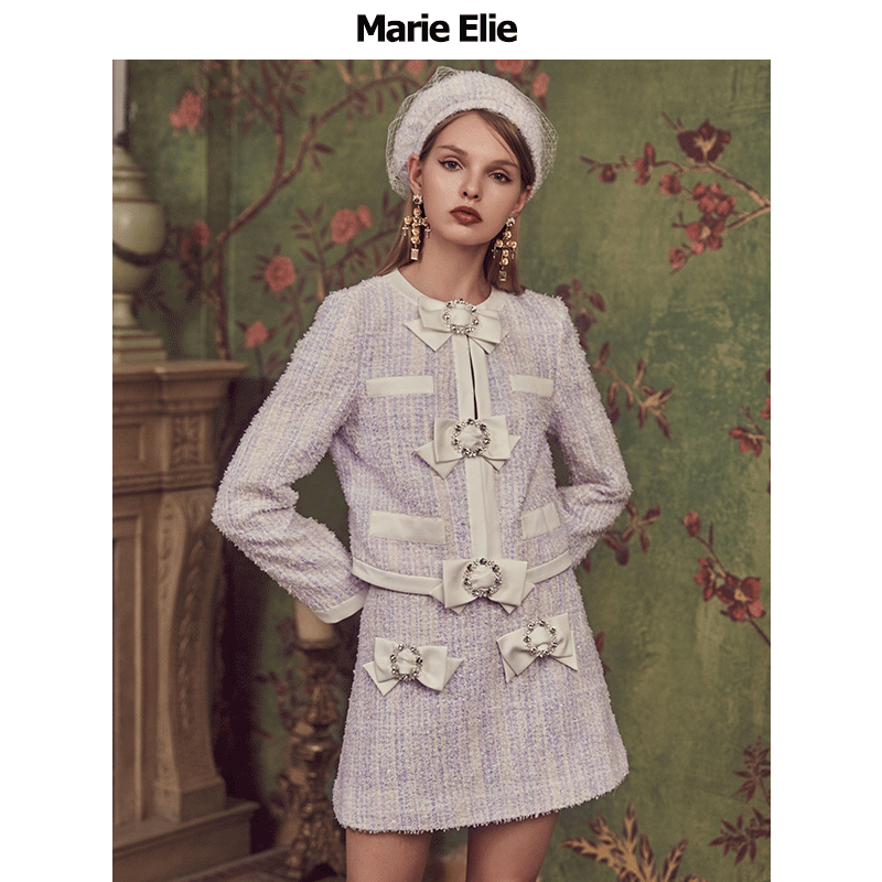 marie elie秋冬新款淑雅紫萱花半裙 MarieElie半身裙