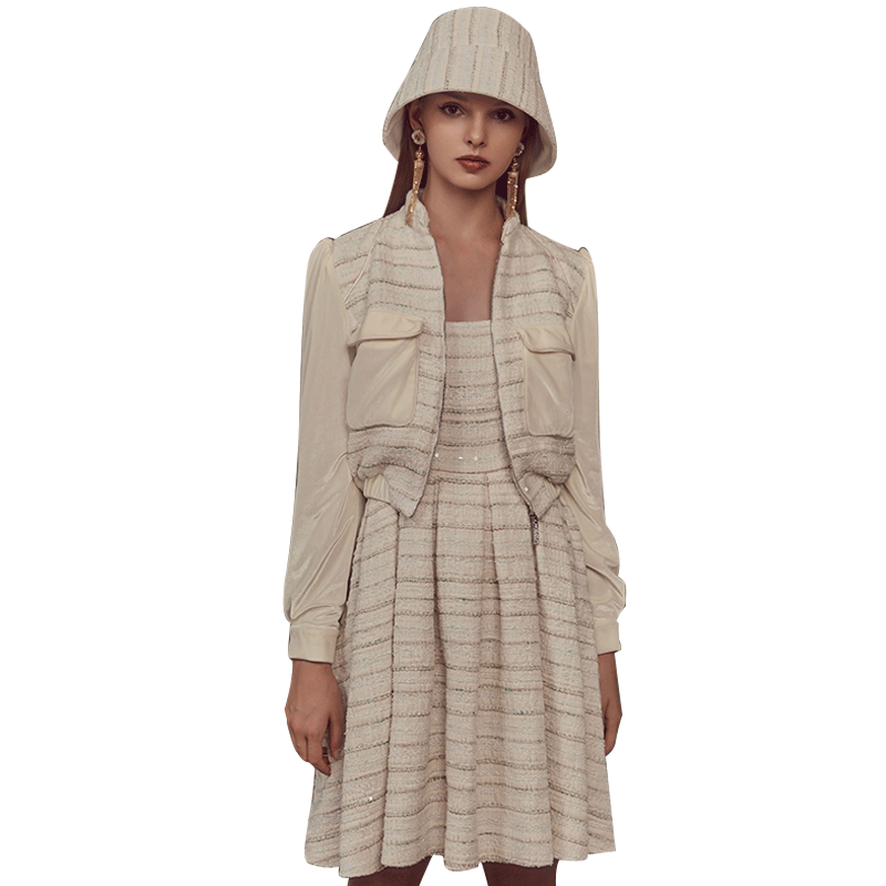 marie elie秋冬新款杏玥藴钰颖花呢 MarieElie短外套