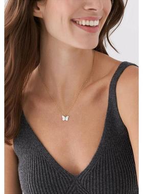 代购Fossil化石女士项链简约优雅精致时尚金色不锈钢镀金