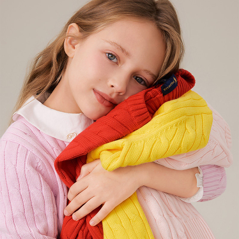 POLOWALK童装 男女童针织毛衣春秋2025新款上衣儿童打底衫棉纯色,淘宝优惠券,粉丝福利购,淘宝优惠卷