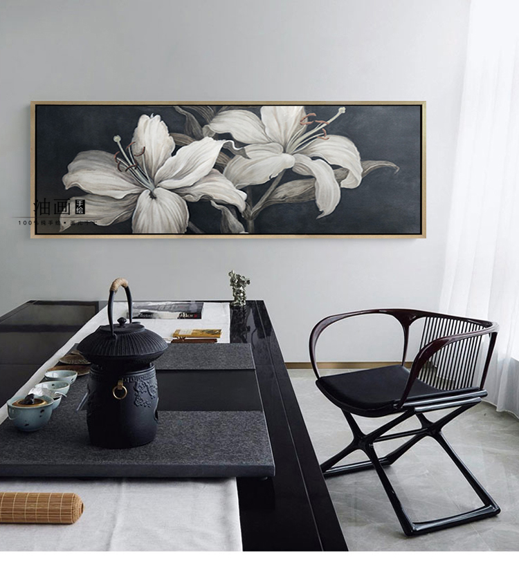 【光阴的十四行诗】纯手绘现代黑白花卉植物油画大尺寸装饰壁挂画
